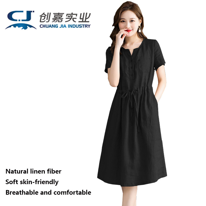 Pure Linen Women's Short-sleev - đánh giá và giá Summer Clothing Drawing